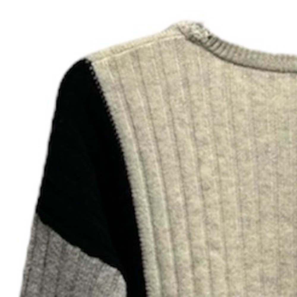 Vintage Vince Colorblock Intarsia Crew Sweater Heather Black Steel Wool Cashmere - Picture 8 of 12